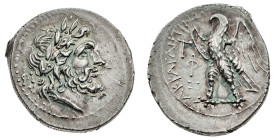 Monete Greche
Akragas - Dracma databile al periodo 213-211 a.C. - Diritto: testa laureata di Zeus a destra - Rovescio: aquila ad ali spiegate stante ...