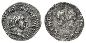 Monete Romane Imperiali
Denario - Zecca: Roma - Diritto: testa laureata dell'Imperatore a destra - Rovescio: busti affrontati dei figli dell'Imperato...