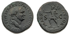Monete Romane Imperiali
Sesterzio databile al 71 d.C. - Zecca: Roma - Diritto: testa laureata dell'Imperatore a destra - Rovescio: S C con al centro ...