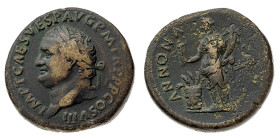 Monete Romane Imperiali
Sesterzio databile agli anni 80-81 d.C. - Zecca: Roma - Diritto: testa laureata dell'Imperatore a sinistra - Rovescio: l'Anno...