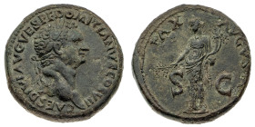 Monete Romane Imperiali
Sesterzio databile all' 81 d.C. - Zecca: Tracia (?) - Diritto: testa laureata dell'Imperatore a destra - Rovescio: la Pax sta...