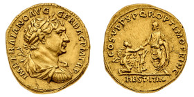 Monete Romane Imperiali
Aureo databile al periodo 103-111 d.C. - Zecca: Roma - Diritto: busto laureato, drappeggiato e corazzato dell'Imperatore a de...