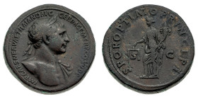 Monete Romane Imperiali
Sesterzio databile al periodo 103-111 d.C. - Zecca: Roma - Diritto: busto laureato dell'Imperatore a destra con un accenno di...
