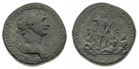 Monete Romane Imperiali
Sesterzio databile al periodo 114-117 d.C. - Zecca: Roma - Diritto: busto laureato e drappeggiato dell'Imperatore a destra - ...