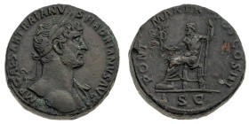 Monete Romane Imperiali
Sesterzio databile al 119 d.C. - Zecca: Roma - Diritto: busto laureato dell'Imperatore a destra con un accenno di drappeggio ...