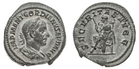 Monete Romane Imperiali
Denario databile al 238 d.C. - Zecca: Roma - Diritto: busto laureto, drappeggiato e corazzato dell'Imperatore a destra - Rove...