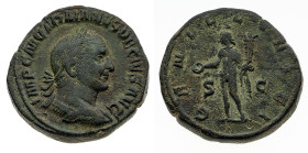 Monete Romane Imperiali
Sesterzio - Zecca: Roma - Diritto: busto laureato e corazzato dell'Imperatore a destra - Rovescio: il Genio alato stante a si...