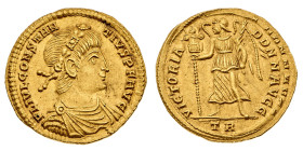 Monete Romane Imperiali
Solido databile agli anni 342-343 d.C. - Zecca: Treviri - Diritto: busto diademato di perle, drappeggiato e corazzato dell'Im...