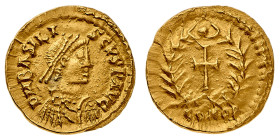 Monete Romane Imperiali
Tremisse databile al 475 d.C. - Zecca: Mediolanum - Diritto: busto diademato, drappeggiato e corazzato dell'Imperatore a dest...
