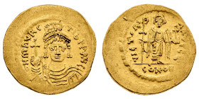 Monete Bizantine
Maurizio Tiberio (582-602) - Solido databile al periodo 583-601 d.C. - Zecca: Costantinopoli - Diritto: mezzo busto elmato e diadema...
