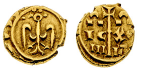 Monete di Zecche Italiane
Federico II di Svevia (1197-1250) - Tarì - Zecca: Messina - Diritto: aquila stilizzata stante di fronte con la testa rivolt...