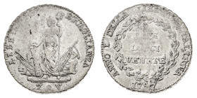 Antichi Stati italiani
10 Lire Venete 1797 II tipo - Zecca: Venezia - Diritto: la Libertà stante a sinistra appoggia la mano destra su un fascio repu...