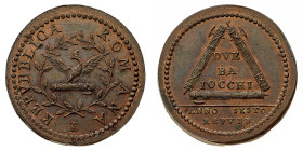 Antichi Stati italiani
2 Baiocchi Anno VI (1798) - Zecca: Roma - Diritto: aquila ad ali spiegate su un fascio littorio entro corona di alloro - Roves...