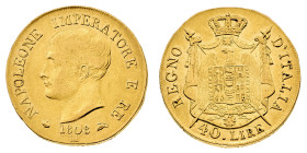 Antichi Stati italiani
Napoleone I Re d'Italia (1805-1814) - 40 Lire 1808 - Zecca: Milano - Diritto: effigie di Napoleone a sinistra - Rovescio: stem...