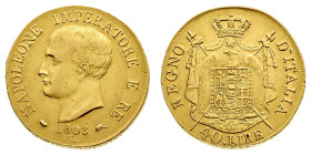 Antichi Stati italiani
Napoleone I Re d'Italia (1805-1814) - 40 Lire 1808 - Zecca: Milano - Diritto: effigie di Napoleone a sinistra - Rovescio: stem...
