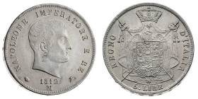 Antichi Stati italiani
Napoleone I Re d'Italia (1805-1814) - 5 Lire 1812 - Zecca: Milano - Diritto: effigie di Napoleone a destra - Rovescio: stemma ...