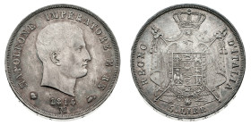 Antichi Stati italiani
Napoleone I Re d'Italia (1805-1814) - 5 Lire 1814 - Zecca: Milano - Diritto: effigie di Napoleone a destra - Rovescio: stemma ...