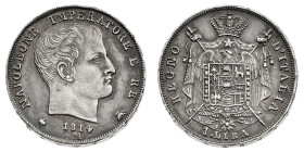 Antichi Stati italiani
Napoleone I Re d'Italia (1805-1814) - 1 Lira 1814 - Zecca: Milano - Diritto: effigie di Napoleone a destra - Rovescio: stemma ...