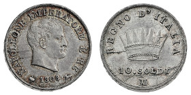 Antichi Stati italiani
Napoleone I Re d'Italia (1805-1814) - 10 Soldi 1808 - Zecca: Milano - Diritto: effigie di Napoleone a destra - Rovescio: coron...