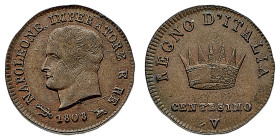 Antichi Stati italiani
Napoleone I Re d'Italia (1805-1814) - Centesimo 1808 - Zecca: Venezia - Diritto: effigie di Napoleone a sinistra - Rovescio: v...
