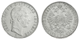 Antichi Stati italiani
Francesco Giuseppe I d'Asburgo (1848-1866) - Fiorino 1863 - Zecca: Venezia - Diritto: effigie laureata di Francesco Giuseppe I...