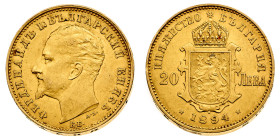 Europa

Bulgaria

Ferdinand I (1887-1918) - 20 Leva 1894 - Zecca: Kremnitz - Diritto: effigie del Sovrano a sinistra - Rovescio: scudo coronato - ...