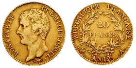 Europa

Francia

Napoleone Primo Console (1799-1804) - 20 Franchi An 12 - Zecca: Parigi - Diritto: testa nuda di Napoleone a sinistra - Rovescio: ...