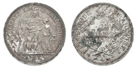 Europa

Francia

Seconda Repubblica (1848-1852) - 5 Franchi 1849 - Zecca: Parigi - Diritto: tre figure stanti di fronte - Rovescio: valore e data ...
