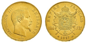 Europa

Francia

Napoleone III (1852-1870) - 100 Franchi 1857 - Zecca: Parigi - Diritto: effigie di Napoleone III a destra - Rovescio: stemma sovr...