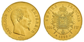 Europa

Francia

Napoleone III (1852-1870) - 100 Franchi 1858 - Zecca: Parigi - Diritto: effigie di Napoleone III a destra - Rovescio: stemma napo...
