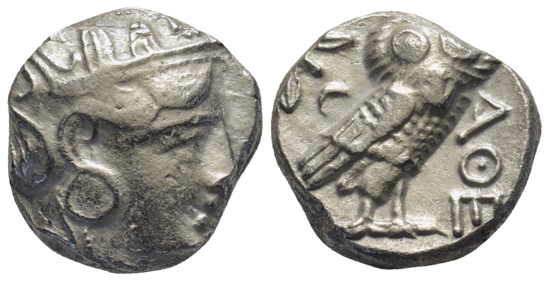 Attica, Athens AR Tetradrachm. (21mm, 17,0 g) Circa 350-294 BC. Helmeted head of...