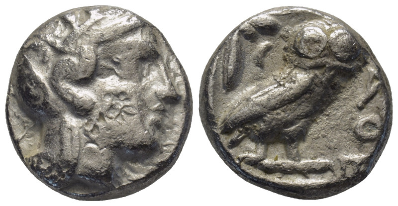 Attica, Athens AR Tetradrachm. (23mm, 16.44 g) Circa 350-294 BC. Helmeted head o...