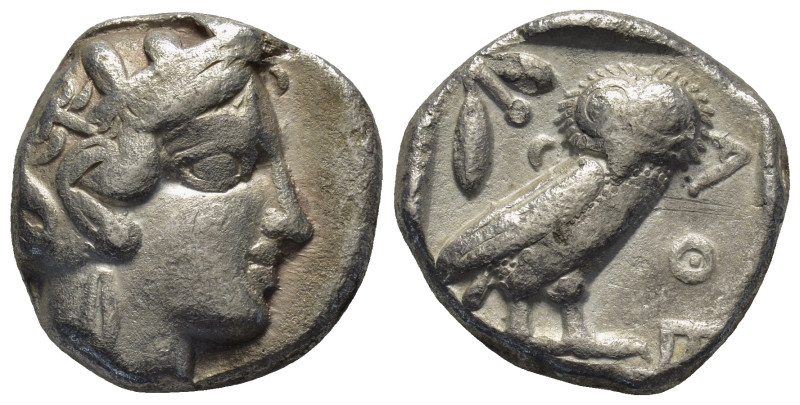 Attica, Athens AR Tetradrachm. (23mm, 16.59 g) Circa 350-294 BC. Helmeted head o...