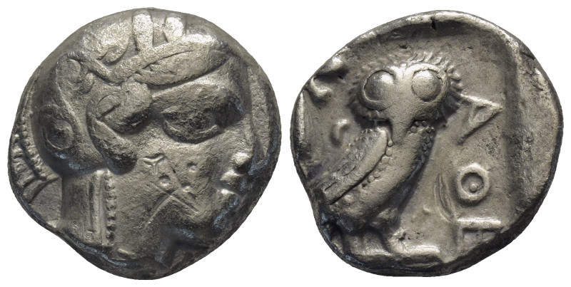 Attica, Athens AR Tetradrachm. (23mm, 16.6 g) Circa 350-294 BC. Helmeted head of...