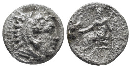 Kingdom of Macedon, Alexander III 'the Great' AR Drachm. (15mm, 3,51 g) Uncertain mint, Western Asia Minor (?), circa 323-280 BC. Head of Herakles rig...