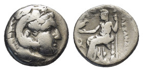Kingdom of Macedon, Alexander III 'the Great' AR Drachm. (16mm, 3,88 g) Uncertain mint, Western Asia Minor (?), circa 323-280 BC. Head of Herakles rig...