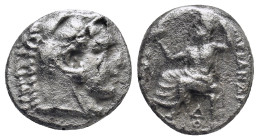Kings of Macedon, Alexander III 'the Great', AR Drachm, (15mm, 3,54 g), 336-323 BC. Lampsakos. Obv: Head of Herakles right, wearing lion skin. Rev: AΛ...
