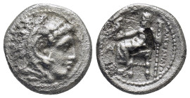 Kings of Macedon. Miletos. Alexander III "the Great" 336-323 BC. Drachm AR (16mm., 3,79 g). Head of Herakles right, wearing lion skin / ΑΛΕΞΑΝΔΡΟΥ, Ze...