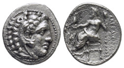 Kings of Macedon. Miletos. Alexander III "the Great" 336-323 BC. Drachm AR (17mm., 3,8 g). Head of Herakles right, wearing lion skin / ΑΛΕΞΑΝΔΡΟΥ, Zeu...