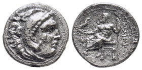 Kings of Macedon. Sardes. Philip III Arrhidaeus 323-317 BC. In the types of Alexander III Drachm AR (16mm, 3,76 g)
Head of Herakles to right, wearing ...