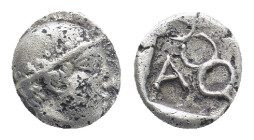 Thrace, Ainos AR Diobol. (9mm, 1.1 g) Circa 455/4-453/2 BC. Head of Hermes right, wearing petasos / Kerykeion, A to left, within diagonal incuse squar...