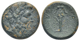 PHRYGIA, Apameia. Circa 100-50 BC. Æ (20mm, 7.3 g). Herakle... and Eglo..., magistrates. Laureate head of Zeus right / Cult statue of Artemis Anaïtis ...