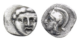 PISIDIA. Selge. Circa 350-300 B.C. AR obol. (10mm, 0.87 g). Gorgon head facing / Helmeted head of Athena left.
