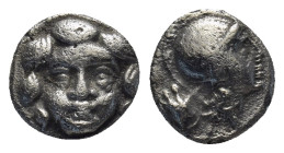PISIDIA. Selge. Circa 350-300 B.C. AR obol. (9mm, 0.89 g). Gorgon head facing / Helmeted head of Athena right, astralagos behind.