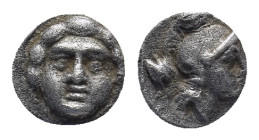 PISIDIA. Selge. Circa 350-300 B.C. AR obol. (9mm, 0.91 g). Gorgon head facing / Helmeted head of Athena right, astralagos behind.