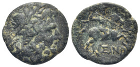 Pisidia, Isinda AE. 2nd-1st C. BC. (5.4 Gr. 20mm.)
Laureate head of Zeus right. 
Rev. Horseman right, wielding spear.