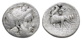 SELEUKID EMPIRE. Seleukos I Nikator. 312-281 BC. AR Drachm (16mm, 3.8 g). Struck circa 295-281 BC. Laureate head of Zeus right / Athena standing right...