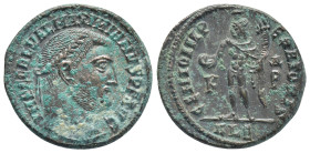 Galerius. AD 305-311. Æ Follis (24mm, 7.6 g). Alexandria mint. Struck late AD 308-310. Laureate bust right / Genius standing left, holding cornucopia ...