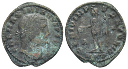 Galerius. Æ Follis (27mm, 6.5 g), AD 305-311. Cyzicus, AD 308/9. GAL MAXIMIANVS P F AVG, laureate head of Galerius right. Reverse: GENIO IMP-ERATORIS,...