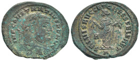 Constantius I. As Caesar, AD 293-305. Æ Follis (31mm, 9.9 g). Carthage mint, 3rd officina. Struck circa AD 303. Laureate head right / Carthago standin...